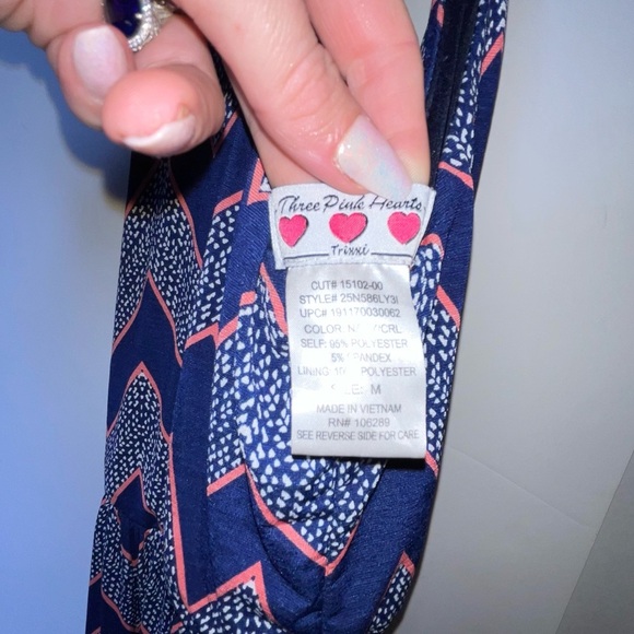 THREE PINK HEARTS BY TRIXXI Navy Blue & Coral Sleeveless Maxi Dress M - Picture 7 of 9